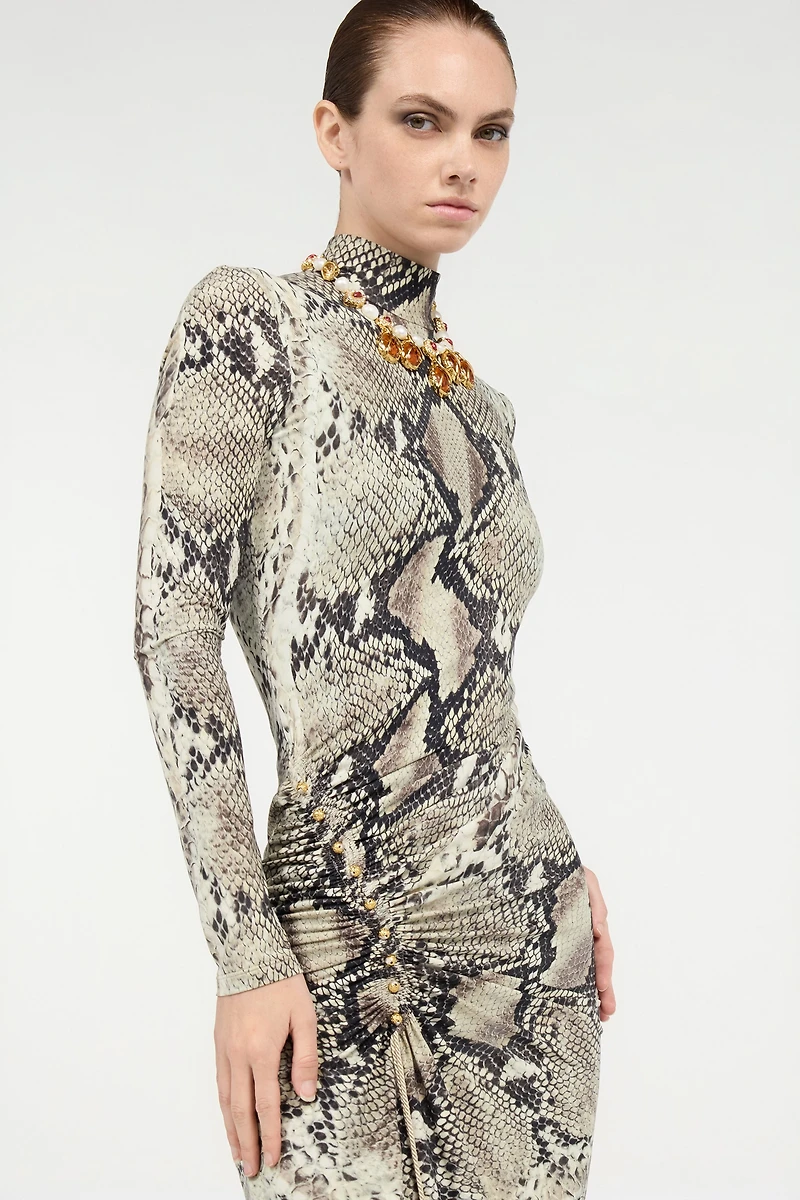 Midi Dress With Python Print