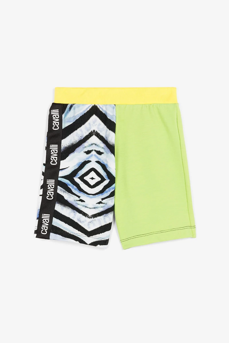Zebra-Print Logo-Stripe Shorts