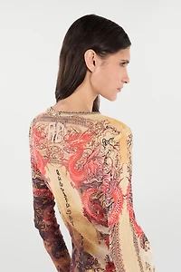 Long-Sleeved T-Shirt With Oriental Print