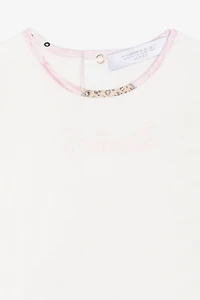 Teddy Bear-Print Cotton Babygrow Set