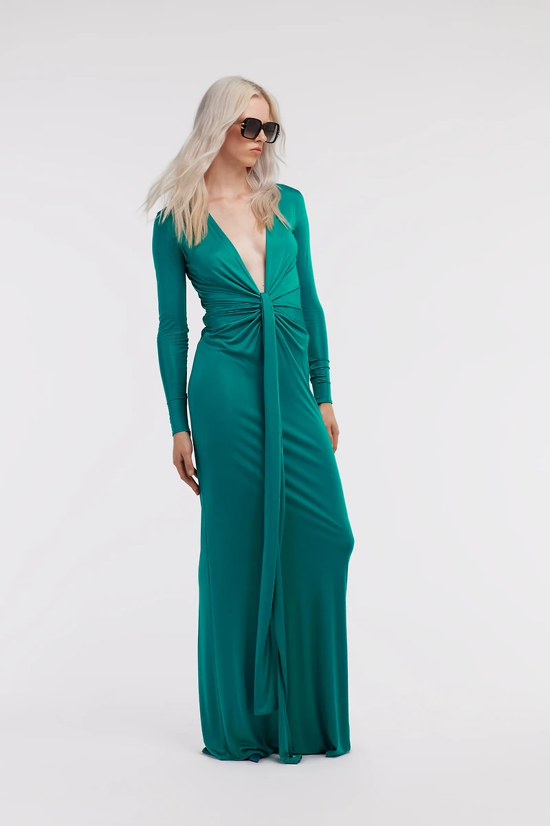 Emerald Green Knotted Maxi Dress