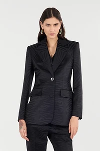 Blazer With Solid-Color Tiger Skin Design