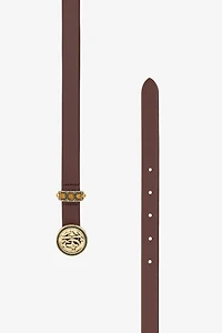Brown Leather Belt with Monogram RC