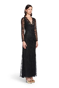 Black layered lace gown