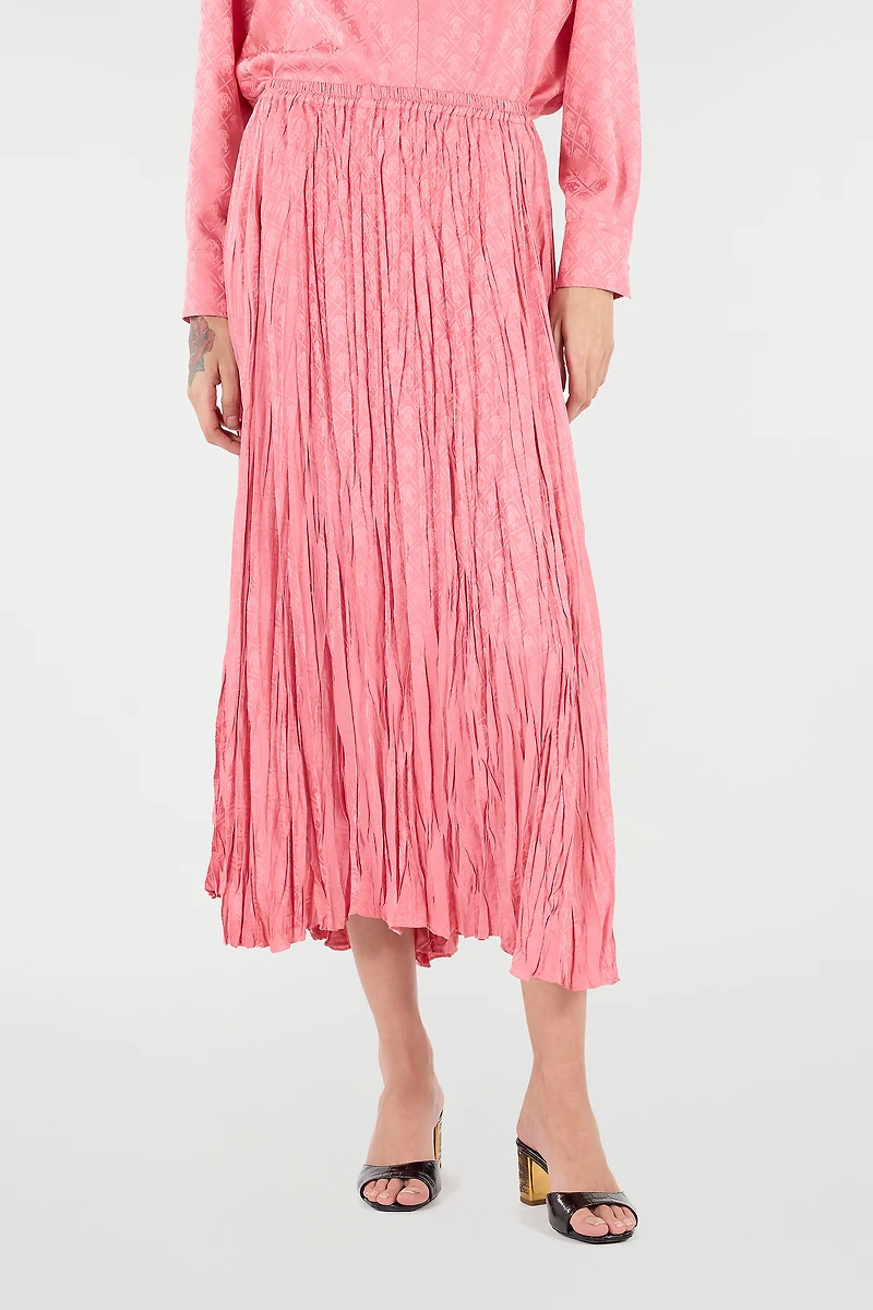 Crumpled-Effect Midi Skirt