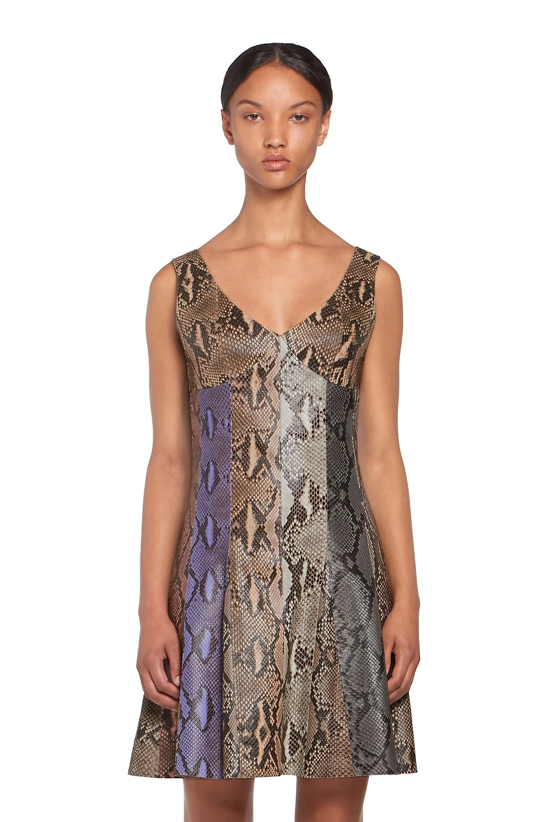 Multicolour python and leather dress