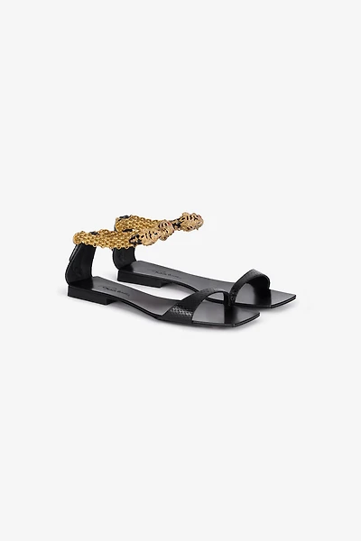 Low Sandals With Jewel Tigers And Snake Print