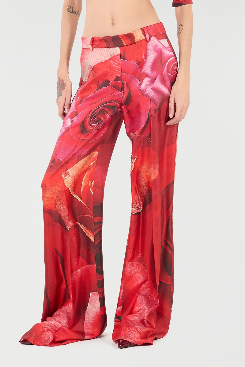 Rose-Print Pants