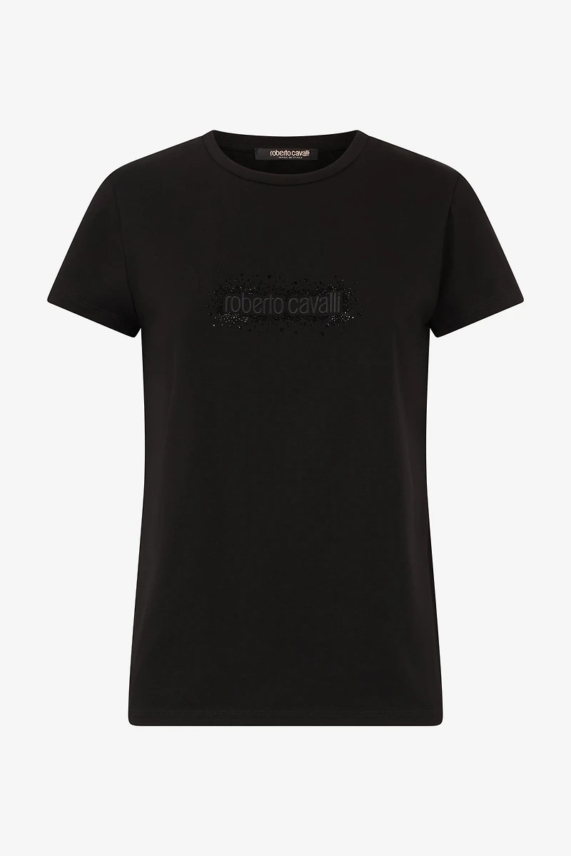 T-Shirt With Logo And Rhinestones