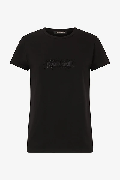 T-Shirt With Logo And Rhinestones