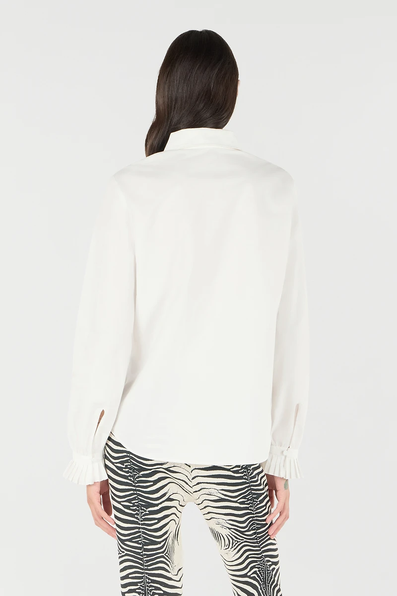 Shirt With Perforated Rose Motif