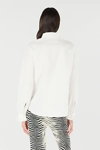 Shirt With Perforated Rose Motif
