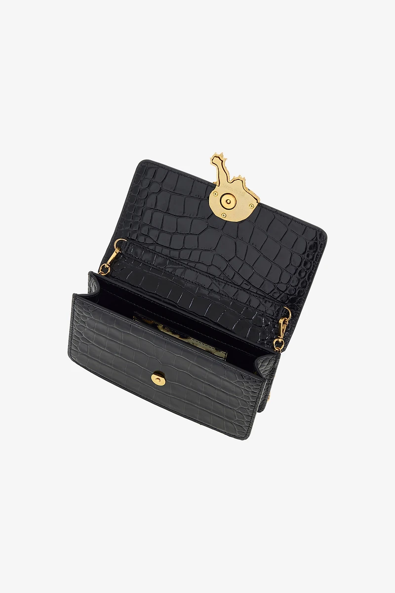 Crocodile-Embossed Shoulder Bag