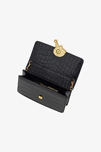 Crocodile-Embossed Shoulder Bag