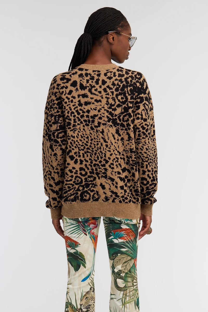 Sweater with Monogram RC and Jaguar Skin print