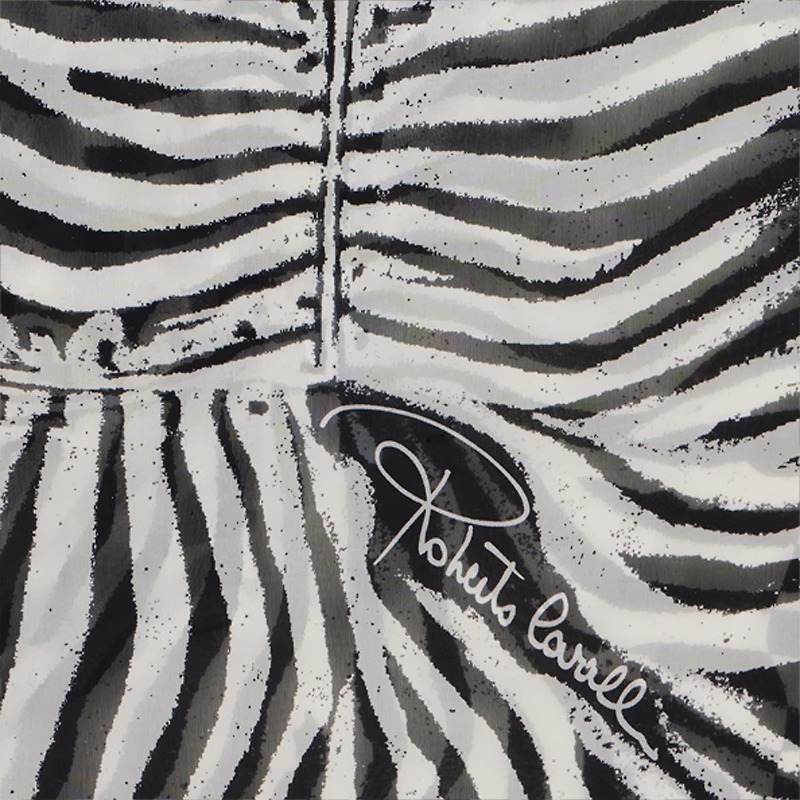 Silk Scarf With White Tigress Print