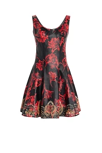 Micro Parrot Tulip print leather dress