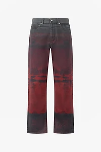 Jeans With A Mottled Print Effect