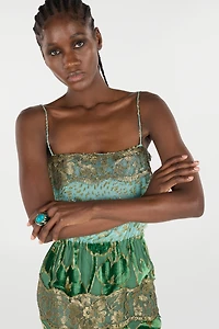 Long Silk Dress With Decorations