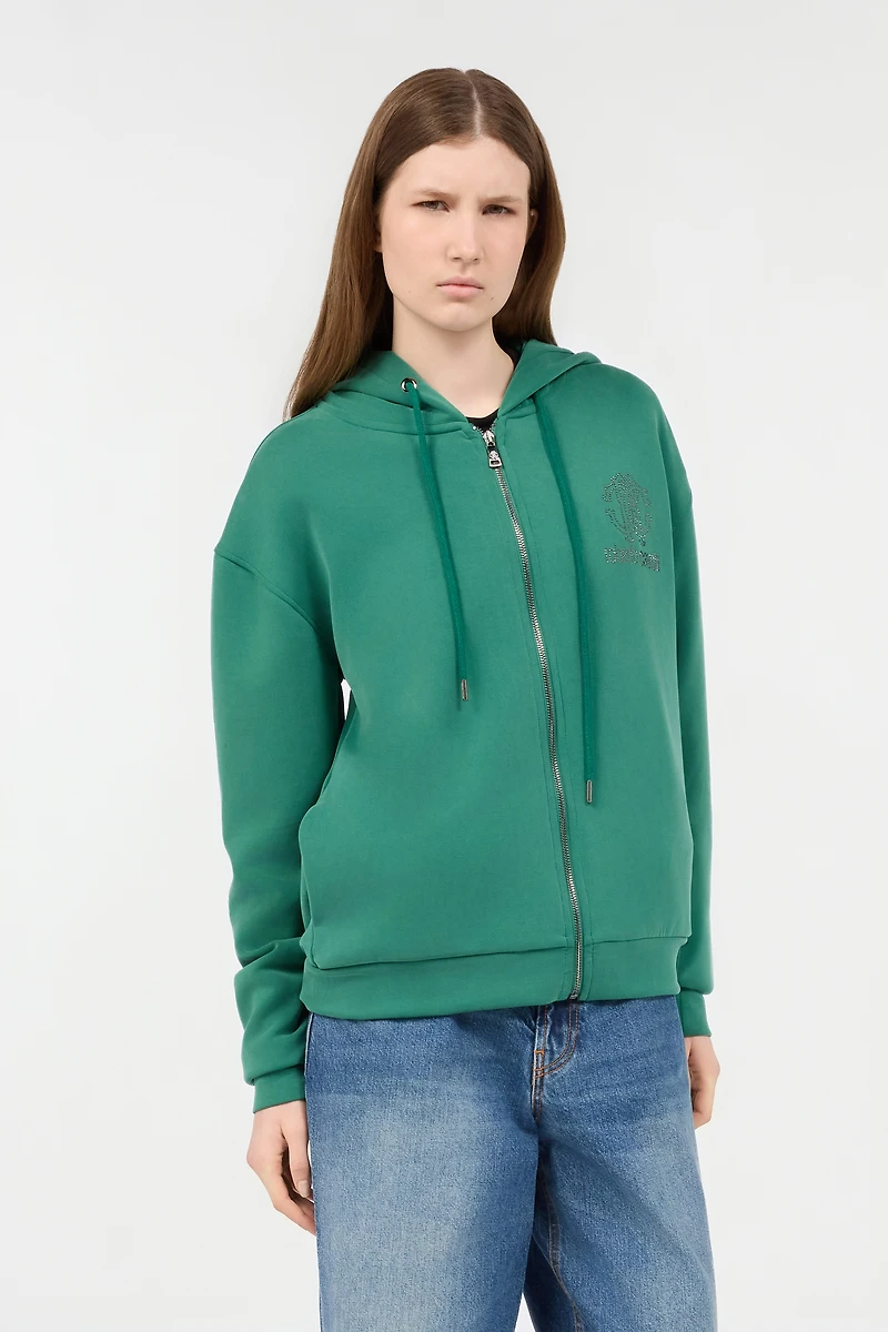 Green Hoodie Sweatshirt with RC Monogram Logo