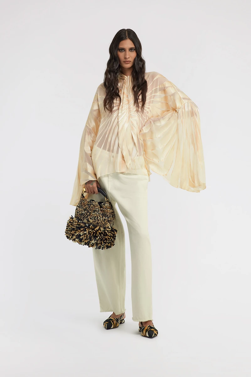 Ray Of Gold Print Satin Blouse