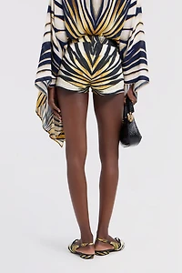 Ray Of Gold Print Denim Shorts