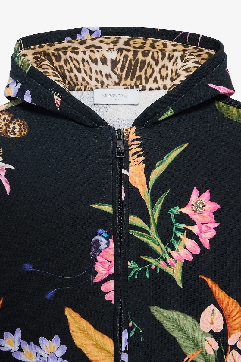 Hoodie with Tropical Print