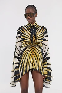 Ray of Gold Print Silk Shirt