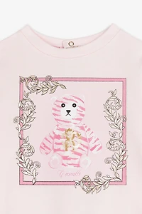 Teddy Bear-Print Sweater Dress