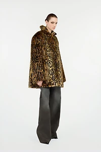 Roberto Cavalli Leopard Print Faux Fur Coat