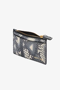 Printed leather cardholder with zip