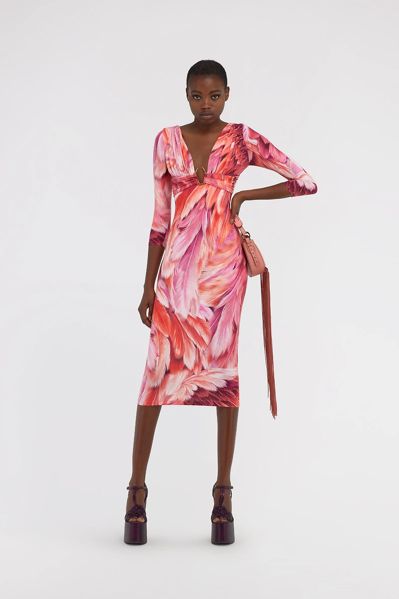 Plumange Print Midi Dress