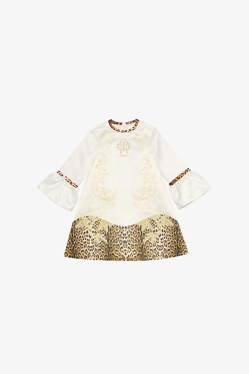 Milk White Dress with Jaguar Skin Inserts