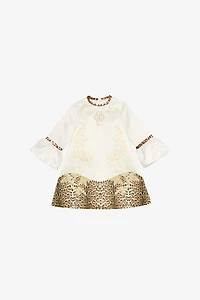 Milk White Dress with Jaguar Skin Inserts