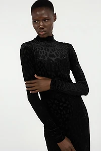 Long Black Dress With Jaguar Skin Pattern