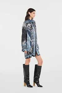 Short Silk Dress With Marble Print