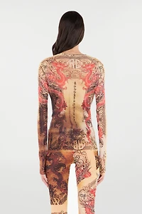 Long-Sleeved T-Shirt With Oriental Print