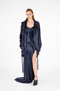 Crinkle Effect Belted Jacket