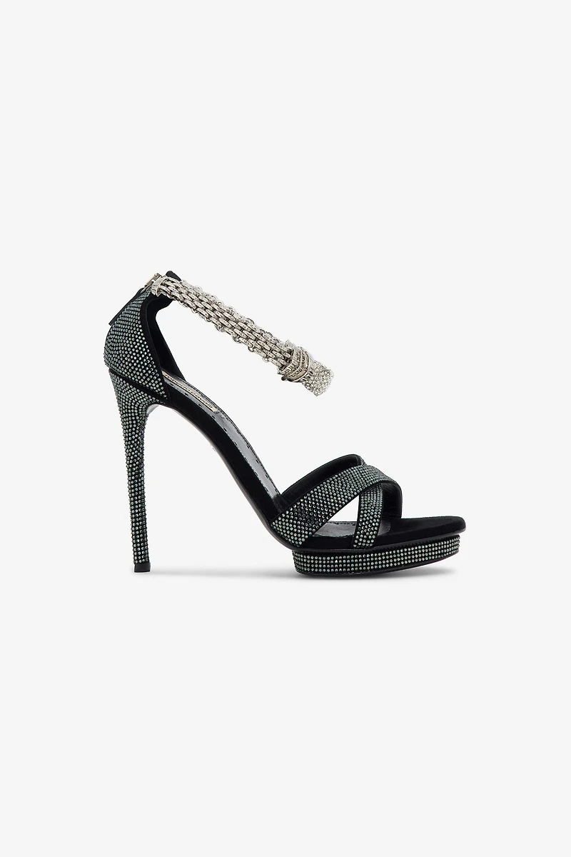 Panther-head high-heel sandals