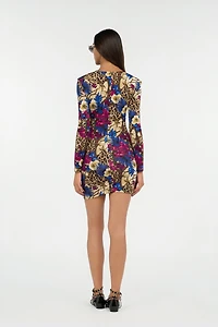 Flower Leopard Print Mini Dress