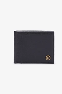 Black Leather Bifold Wallet with Logo