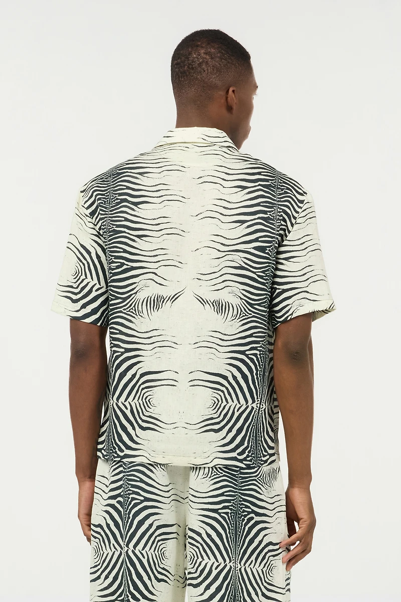 Linen Shirt With Mini Zebra Print