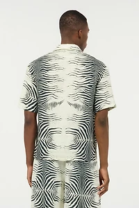 Linen Shirt With Mini Zebra Print