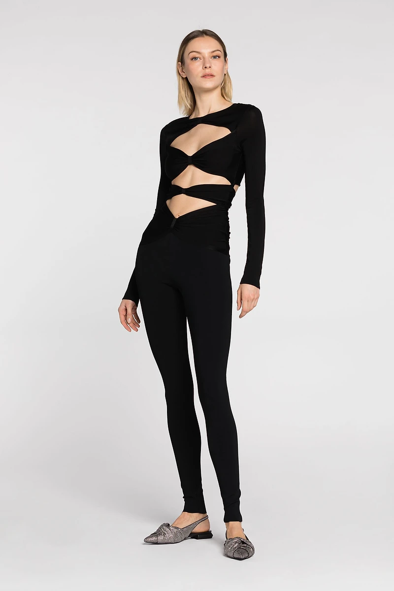 Cut-out long-sleeve jumpsuit