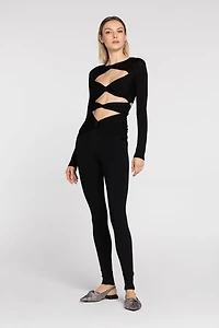 Cut-out long-sleeve jumpsuit