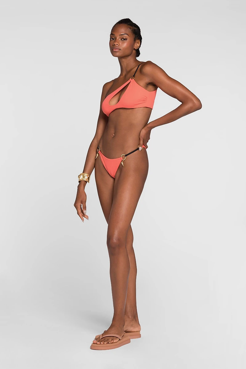 Cut-out one-shoulder bikini top