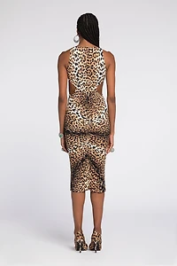 Jaguar-Print Cut-Out Dress