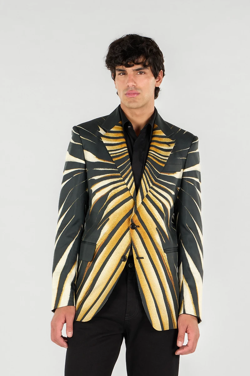 Single-breasted blazer with Ray of Gold print