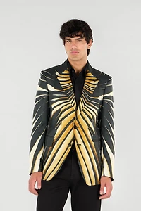 Single-breasted blazer with Ray of Gold print
