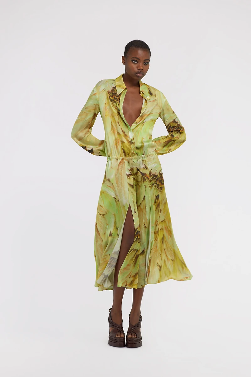 Long dress Plumage print